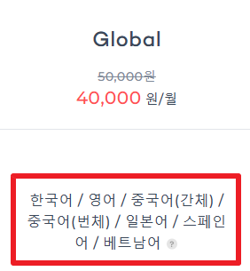 아임웹 글로벌 요금제 지원 언어
